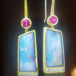 Silver Turquoise ear hook dangle earrings